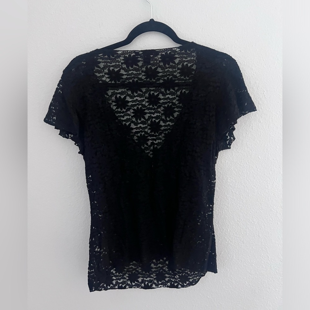 Banana Republic Black Plus Size Lace Sheer Top Size X Large - Picture 4 of 4